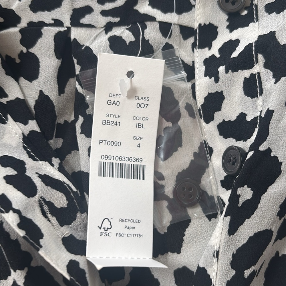 J.Crew Leopard Print Ruffle Neck blouse size 4 - Picture 3 of 5